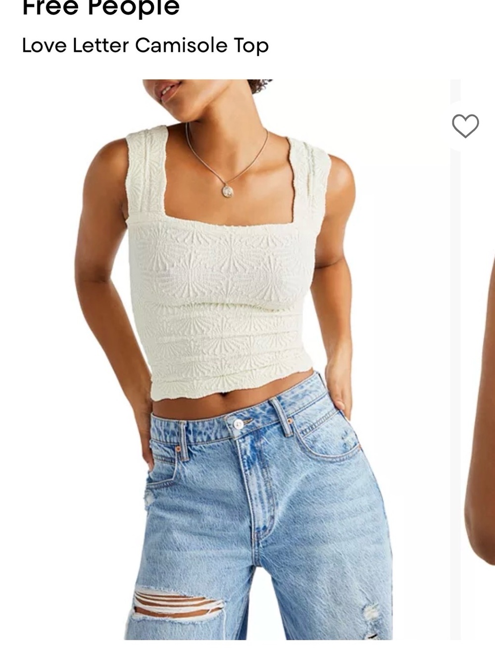 Free People Love Letter Camisole Ivory Top - XS/S